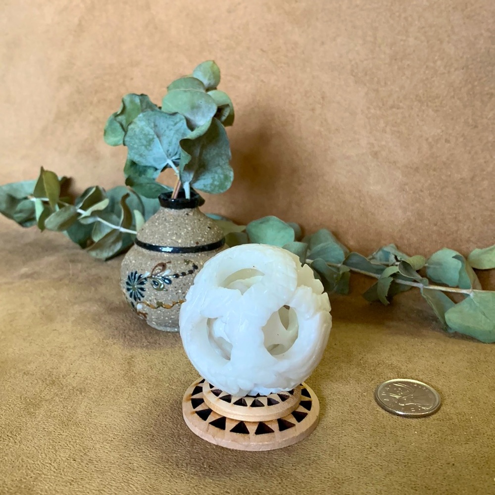 White Jade Sphere Carving